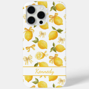 Funda Para iPhone 15 Pro Max Limoncillos con lazos de coqueta monogramados al a