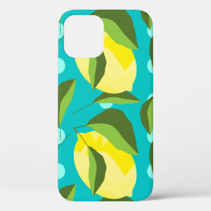 Funda Para iPhone 12 Limones amarillos con hojas verdes patrón sin sold
