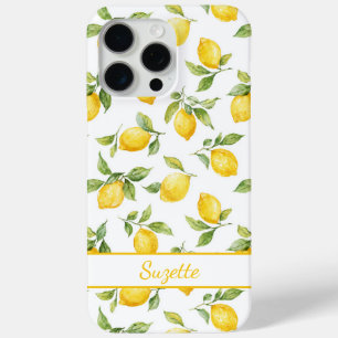 Funda Para iPhone 15 Pro Max Limones en acuarela monogramados