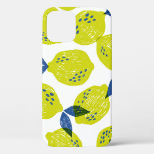 Funda Para iPhone 12 Limones jugosos: patrón inoxidable vintage.