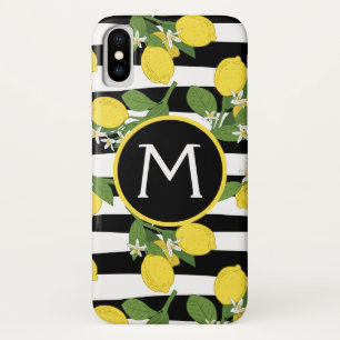 Funda Para iPhone X Limones Limones Amarillos Rayas Negras