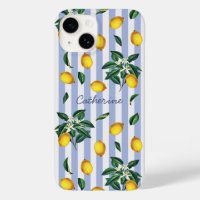 Limones Vintage Mediterráneos Franjas Azules Nombr