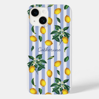 Funda Para iPhone 14 De Case-Mate Limones Vintage Mediterráneos Franjas Azules Nombr