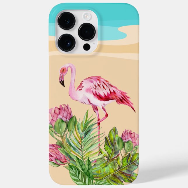 Funda De Case-Mate Para iPhone linda playa de flamingo rosa (Reverso)