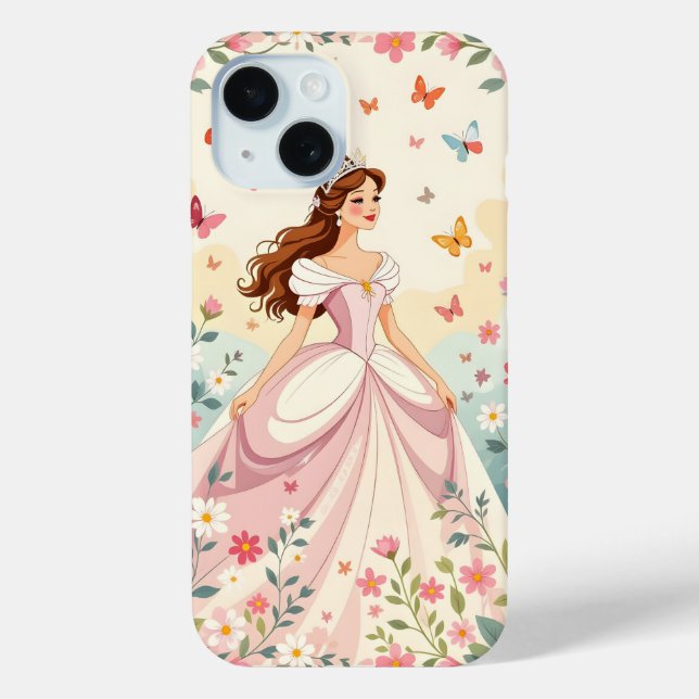 Funda De Case-Mate Para iPhone Linda princesa con mariposas (Reverso )
