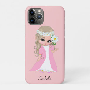 Funda Para iPhone 11 Pro Linda princesa sosteniendo una flor sobre rosa cla