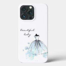 Funda Para iPhone 13 Pro lindas y elegantes flores azules modernas y vestim