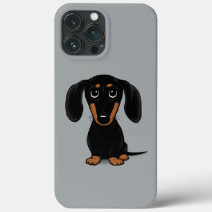 Funda Para iPhone 13 Pro Max Lindo Dachshund negro y fuego de pelo corto
