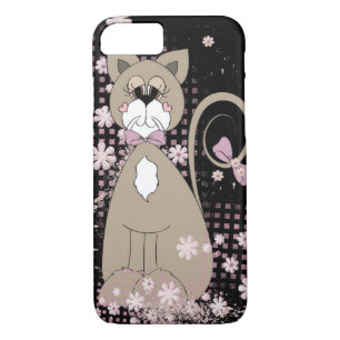 Funda Para iPhone 8/7 lindo gato con flores y corbata de arco