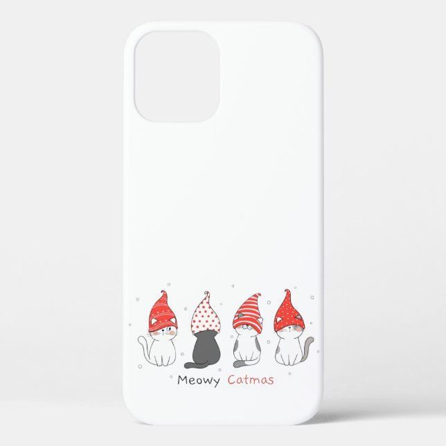 Funda De Case-Mate Para iPhone lindo gato con gorra gnomo para navidades. (Reverso )