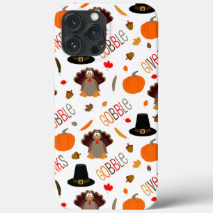 Funda Para iPhone 13 Pro Max Lindo patrón de Acción de Gracias Gobble
