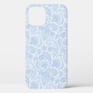 Funda Para iPhone 12 Lindo patrón de cachemir azul blanco
