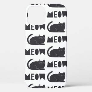 Funda Para iPhone 12 lindo patrón de gato. Ilustracion de época