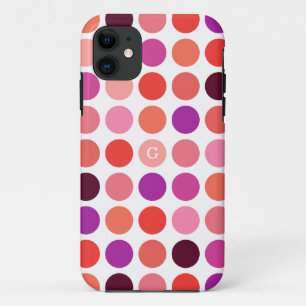 Funda Para iPhone 11 Lindo patrón de lunares coloridos monograma