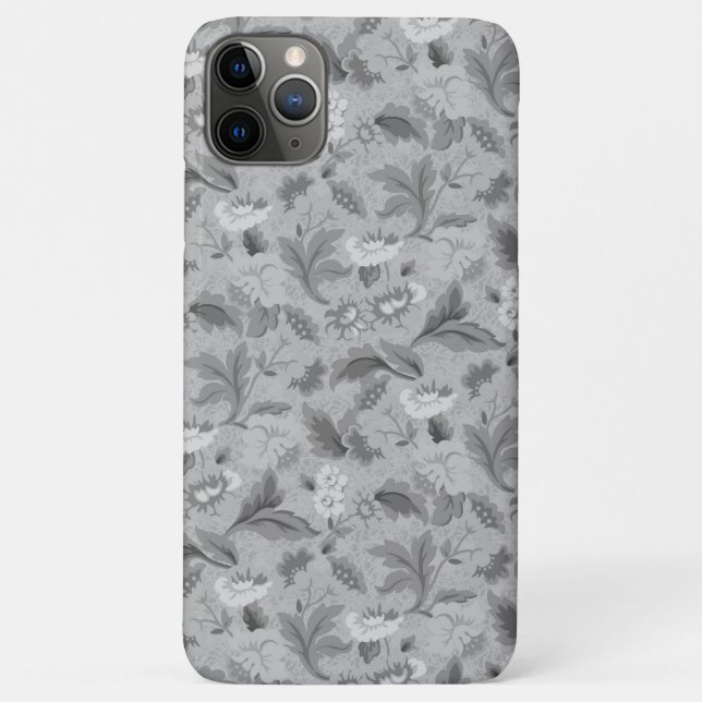 Funda De Case-Mate Para iPhone Lindo patrón floral gris (Reverso)