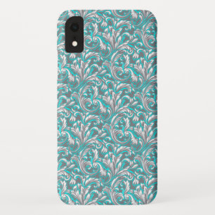 Funda Para iPhone XR Lindo patrón floral gris acuático sin costuras
