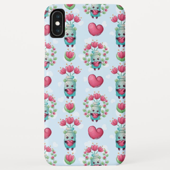 Funda De Case-Mate Para iPhone Lindo patrón floral Mason Jar Hearts (Reverso)