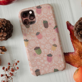 Funda Para iPhone 13 Lindo patrón pastel de bellotas rosadas de otoño