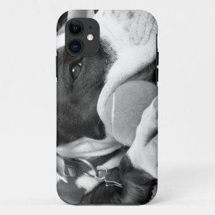 Funda Para iPhone 11 lindo perro pitbull de aspecto triste blanco negro