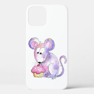 Funda Para iPhone 12 Lindo ratón caprichoso con un pastelito