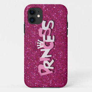 Funda Para iPhone 11 Lindo rosa caliente brillante princesa brillo