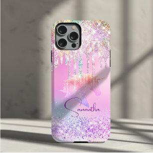 Funda Para iPhone 14 De Case-Mate Lindo unicornio de arcoíris con monograma de gotas