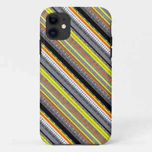 Funda Para iPhone 11 Lindos patrones aztecas grises amarillos naranjas
