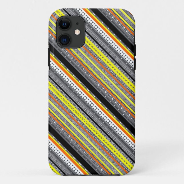 Funda De Case-Mate Para iPhone Lindos patrones aztecas grises amarillos naranjas (Reverso)