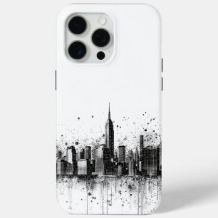 Funda Para iPhone 15 Pro Max Línea aérea contemporánea en blanco y negro