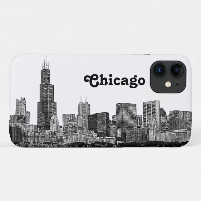 Funda De Case-Mate Para iPhone Línea aérea de Chicago Etched (Reverso (horizontal))