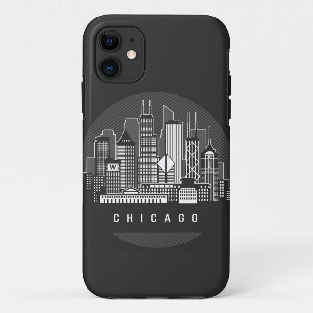 Funda De Case-Mate Para iPhone Línea aérea de Chicago Illinois (Reverso)