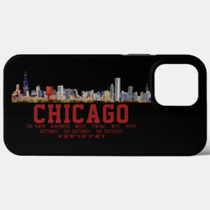 Funda Para iPhone 13 Pro Max Línea aérea de Chicago. Nombres y coordenadas de á