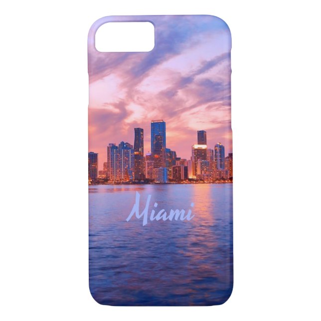 Funda De Case-Mate Para iPhone Línea aérea Miami Beach Florida City (Reverso)