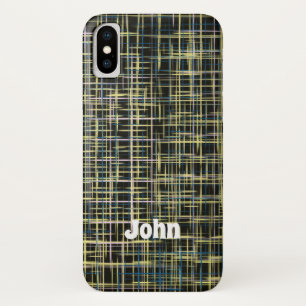 Funda Para iPhone X Línea de cuadrícula amarilla Patrón de arte iPhone