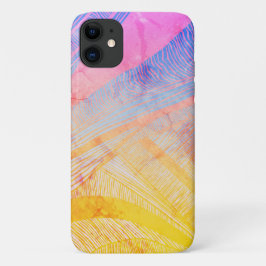 Funda Para iPhone 11 Línea de onda amarilla y púrpura