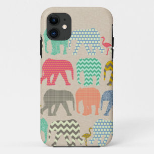 Funda Para iPhone 11 linea elefantes y flamencos