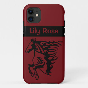 Funda Para iPhone 11 Lineal de Stallion del Caballo Bronco del Pony Roj