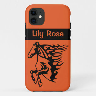 Funda Para iPhone 11 Lineart de acero inoxidable Pony Horse Bronco