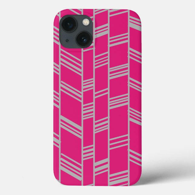 Funda De Case-Mate Para iPhone Líneas Art Deco de Fuchsia (Reverso)