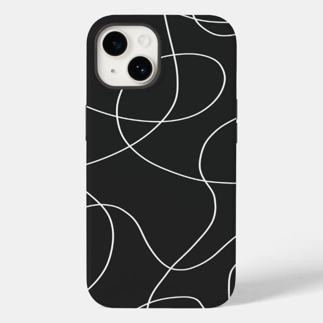 Funda De Case-Mate Para iPhone Líneas blancas en negro (Reverso )