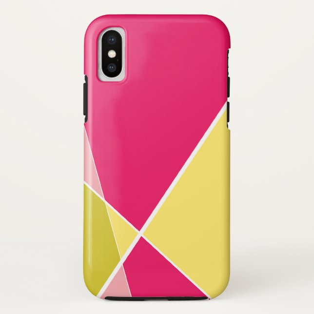 Funda De Case-Mate Para iPhone Líneas cruzadas geométricas modernas caja fucsia (Reverso)