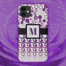 Funda Para iPhone 11 Líneas de bucle con acanalado híbrido Ombre púrpur