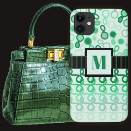 Funda Para iPhone 11 Líneas de bucle con macizo híbrido paisley verde H