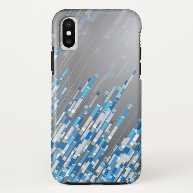 Funda De Case-Mate Para iPhone Líneas de Digitaces azules del arte abstracto del (Reverso)