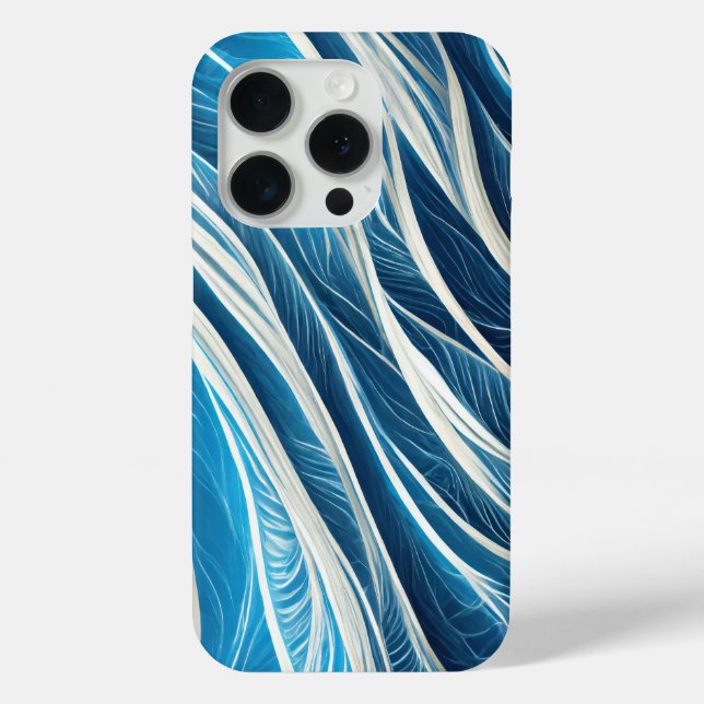 Funda De Case-Mate Para iPhone Líneas de flujo blancas y azules con textura (Reverso )