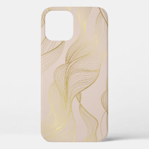 Funda Para iPhone 12 Líneas de Oro: Patrón de Vintage de Lujo.
