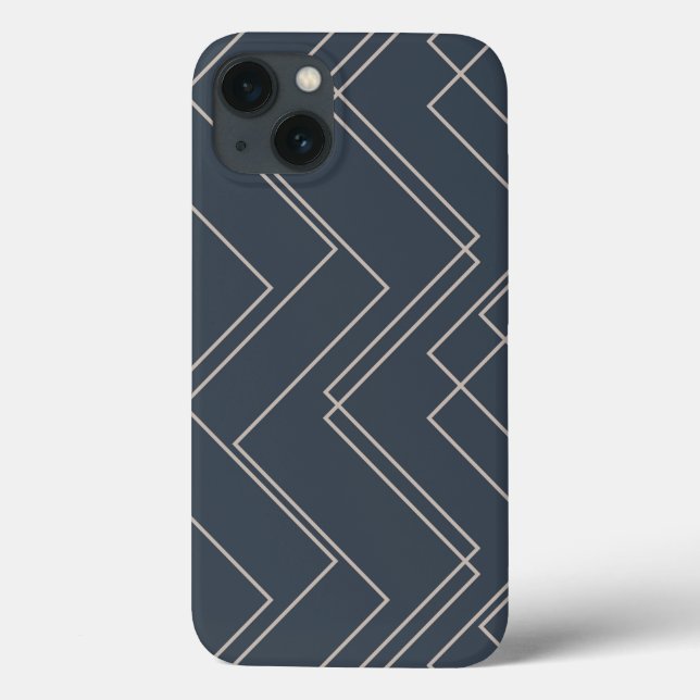 Funda De Case-Mate Para iPhone Líneas de zigzag grises, frías, modernas, modernas (Reverso)