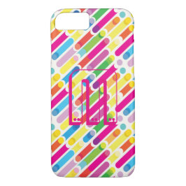 Funda Para iPhone 8/7 Líneas diagonales de arco iris monogramo Arte pop 