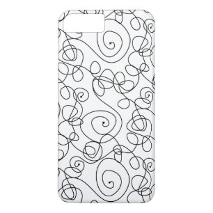 Funda Para iPhone 8 Plus/7 Plus Líneas espirales locas negro + tu fondo e ideas