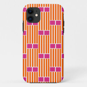 Funda Para iPhone 11 Líneas naranjas y cajas rosas